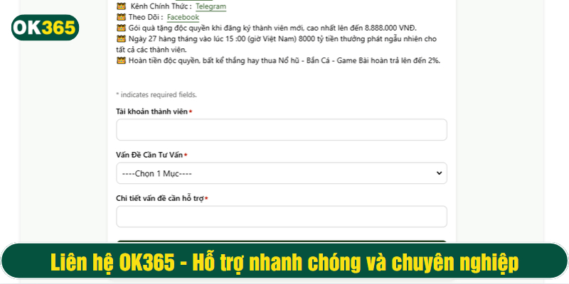 Liên hệ OK365 được hỗ trợ qua nhiều kênh tiện lợi
